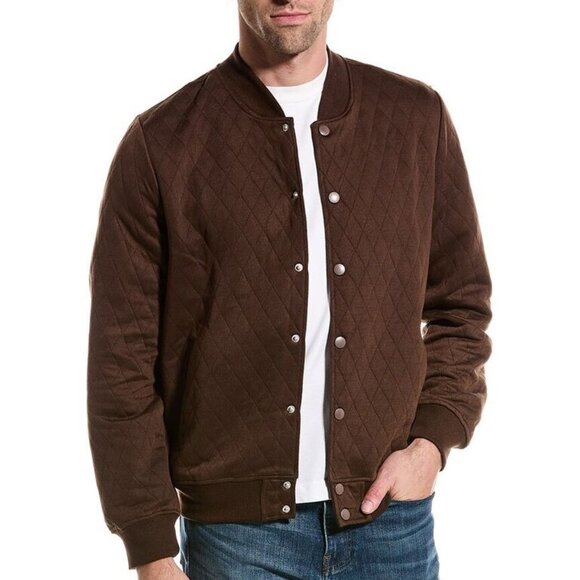 Sovereign Code Brown Diamond Quilted Yale Cardigan - Picture 1 of 2